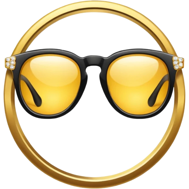 black glasses with + diamond and golden emoji