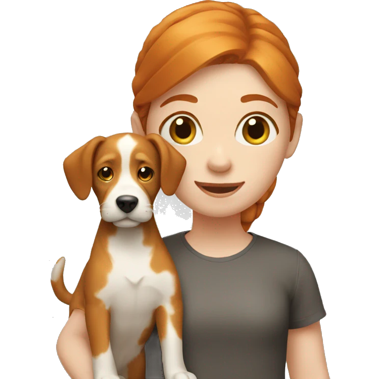Ginger girl with a dog emoji