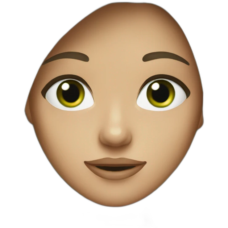 a brunette with green eyes who present something emoji