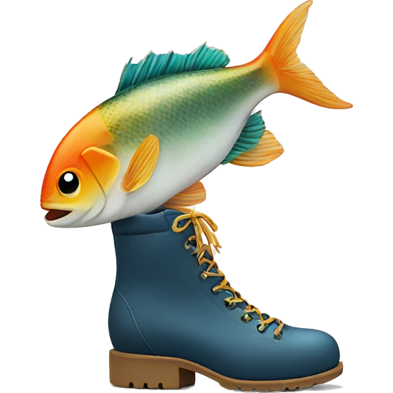 shoe with a fish emoji