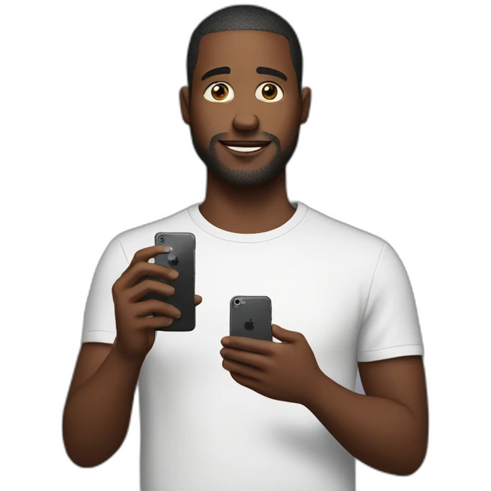 Man with latest iphone in hands emoji
