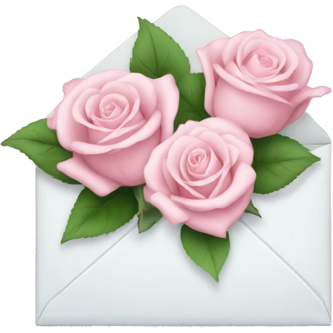 White envelope with light pink roses emoji
