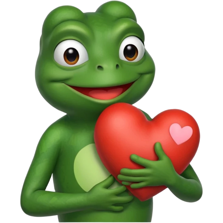 pepe the frog holding a heart emoji