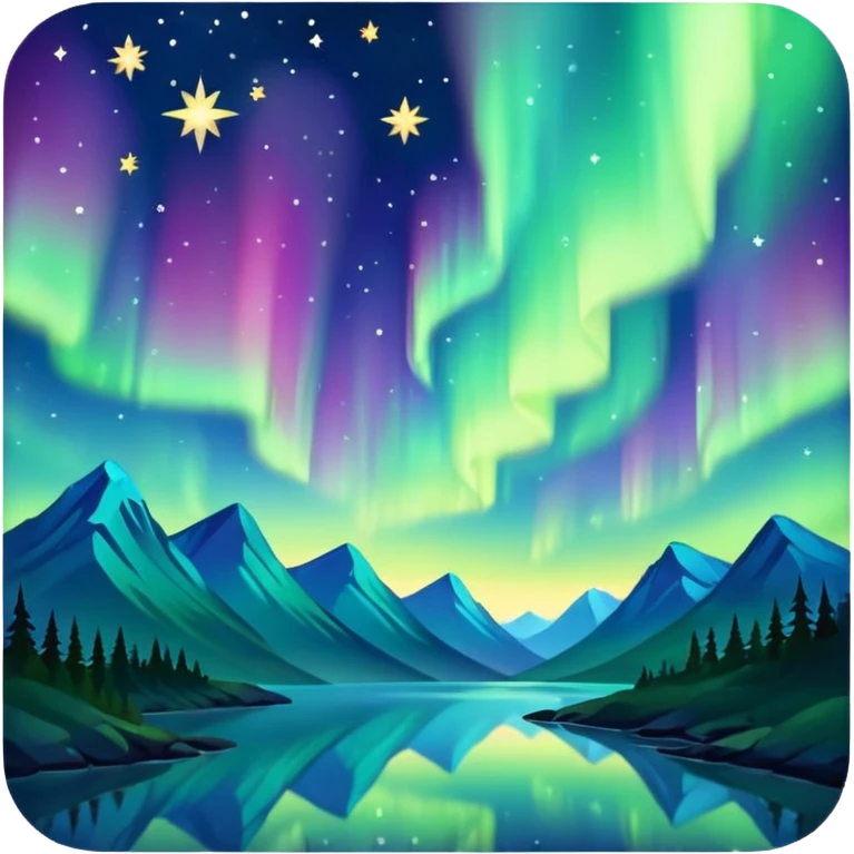 northern lights and stars emoji