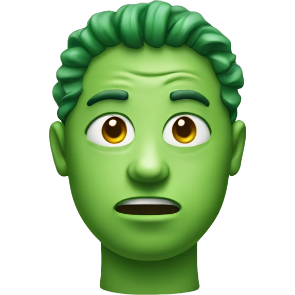 green face with furrowed brows, eyes roll up, mouth twists emoji