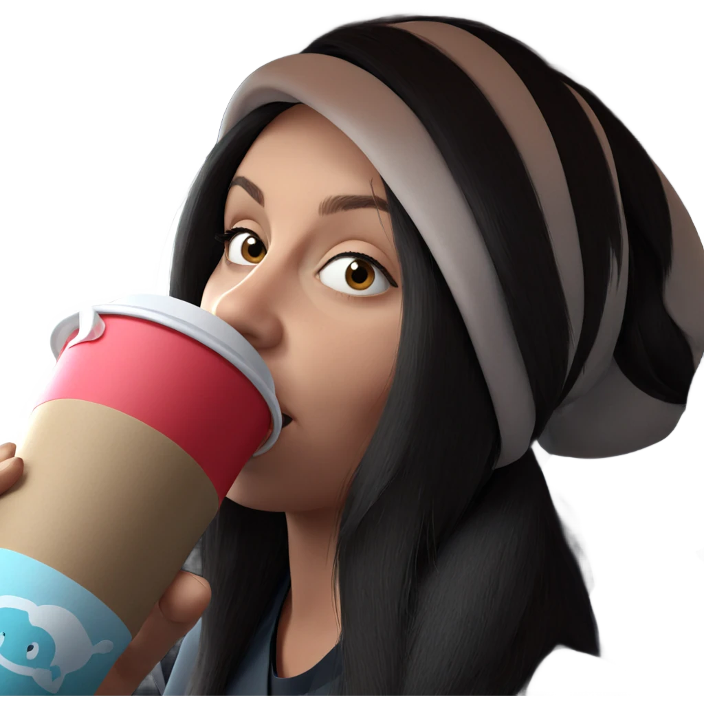 girl drinking from disposable cup emoji