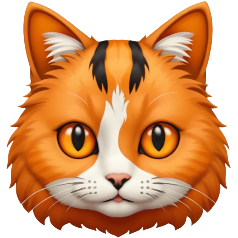 A cat with 1 side its face orange colour and the other black colour emoji