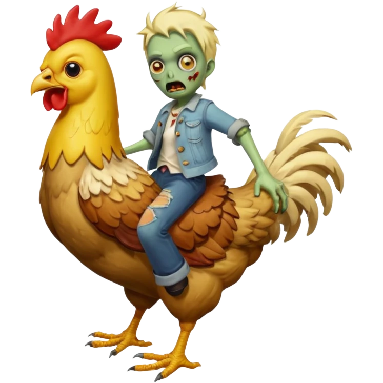 Chicken and a zombie riding it emoji