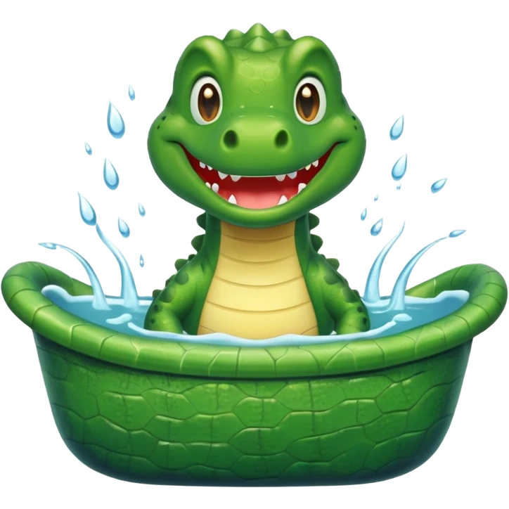 Cute crocodile is showing in the bath tub emoji