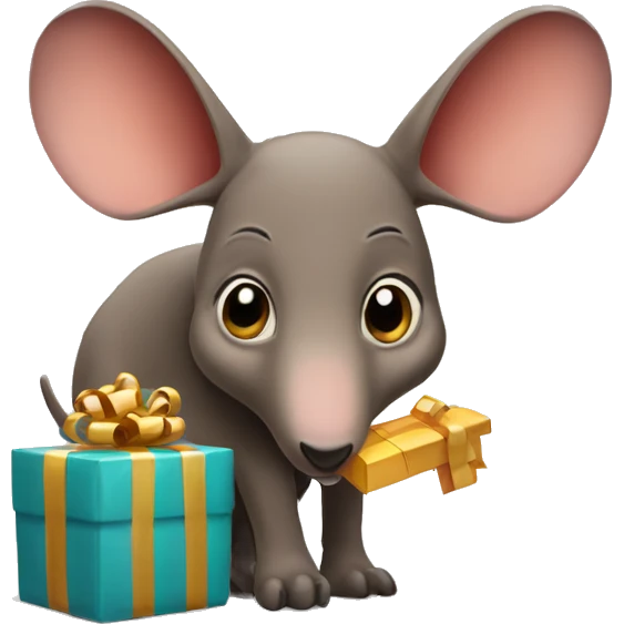 Aardvark with a present emoji
