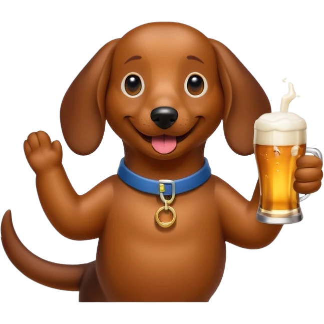 a sausage Dog drinking a beer emoji