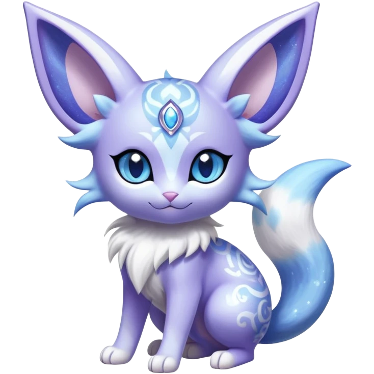 Shiny Exotic Cute Adorable Majestic Ethereal Sparkly Espeon-Meowstic-Hybrid-Creature with pattern-markings emoji