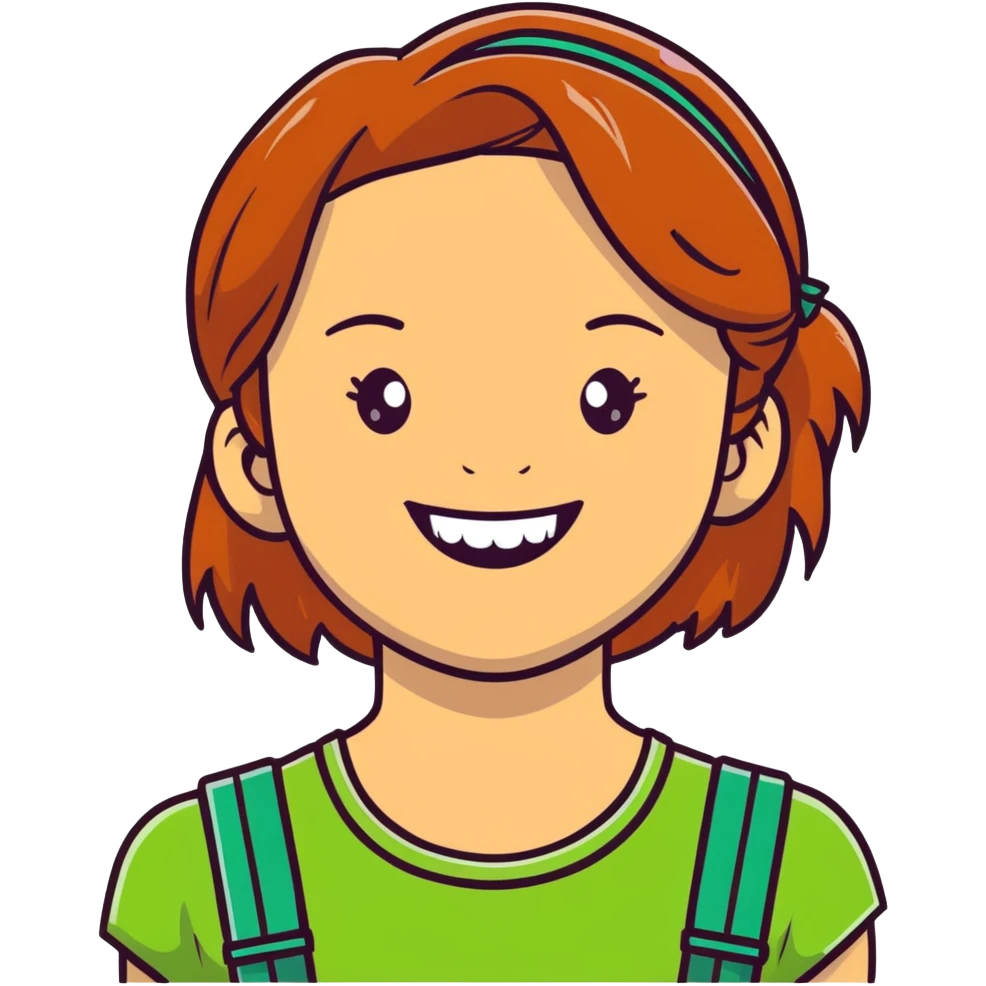 girl with green braces on her teeth smiling emoji