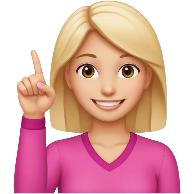 woman holding up her pinky finger while smiling emoji