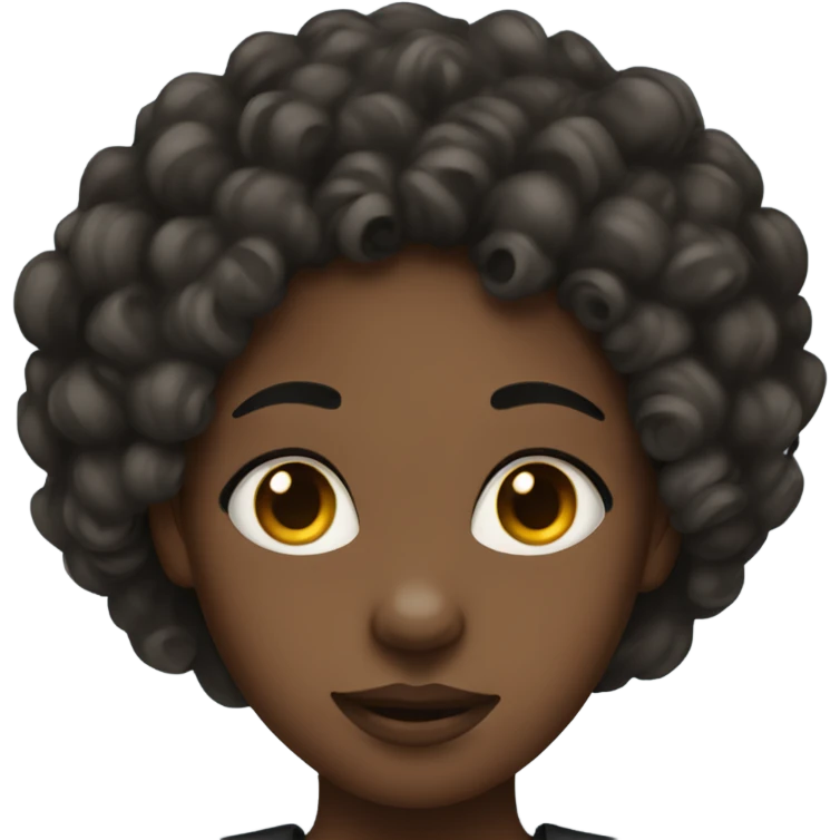 A black girl with a black nose ring and curly hair  emoji