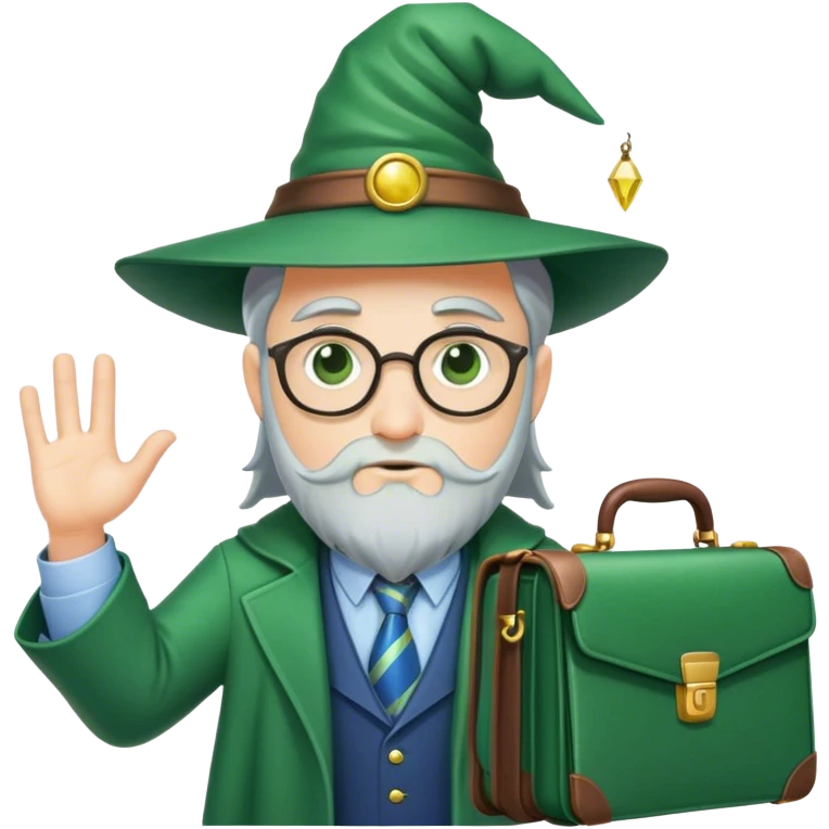 A wizard office worker with a green briefcase emoji