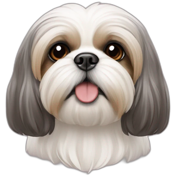 perro shih tzu; pensando, con imagen de pensar emoji