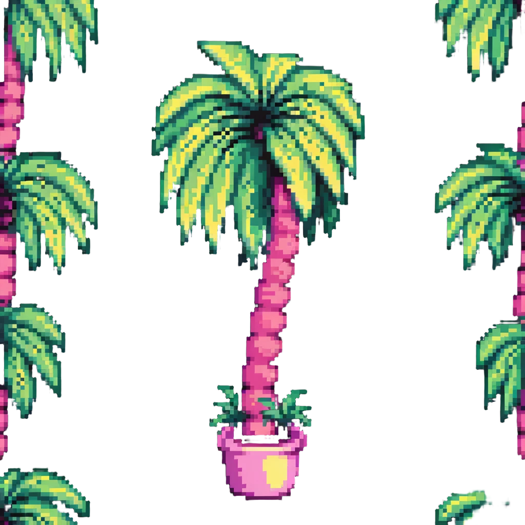 palm tree with pastel pink trunk and pastel green leaves emoji
