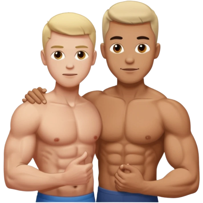 Create a phone where there is a very muscular man. And in that muscular man’s hands there is a very skinny man emoji