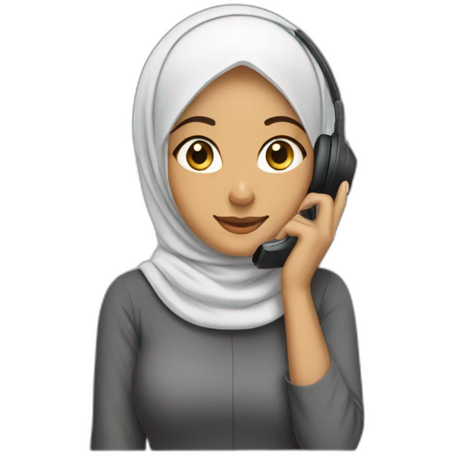 hijabi workinG at phone call headphone emoji