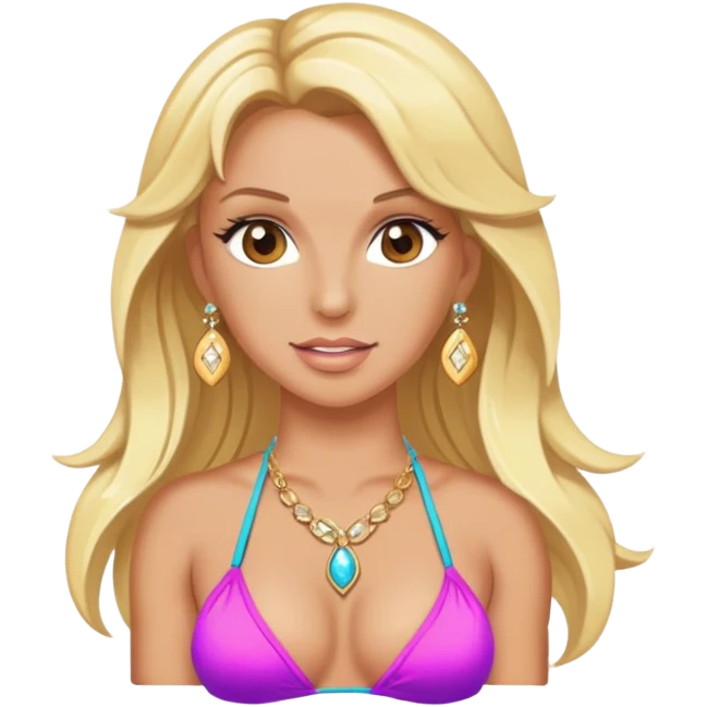 blonde Britney in bikini jewelry emoji