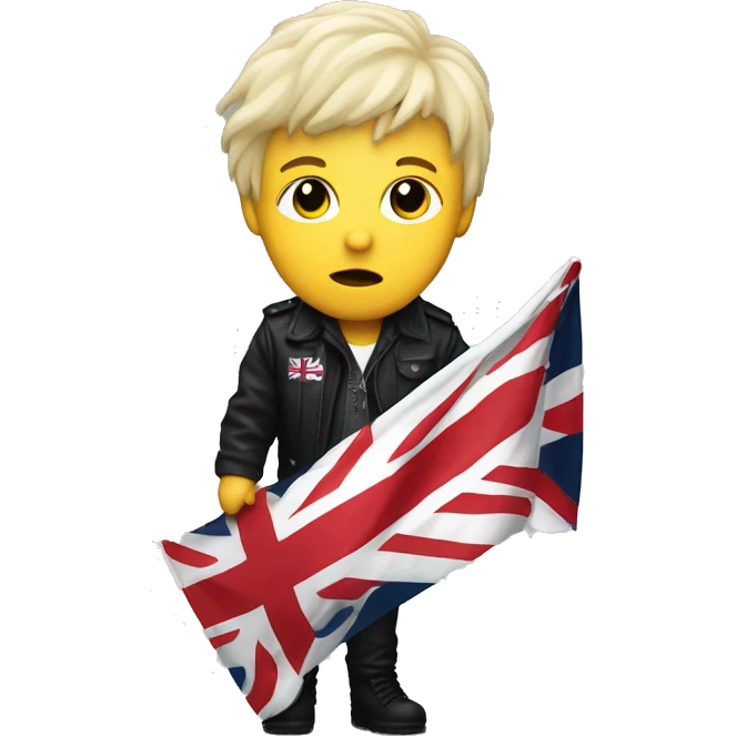 Post punk lead singer holding england Flag emoji