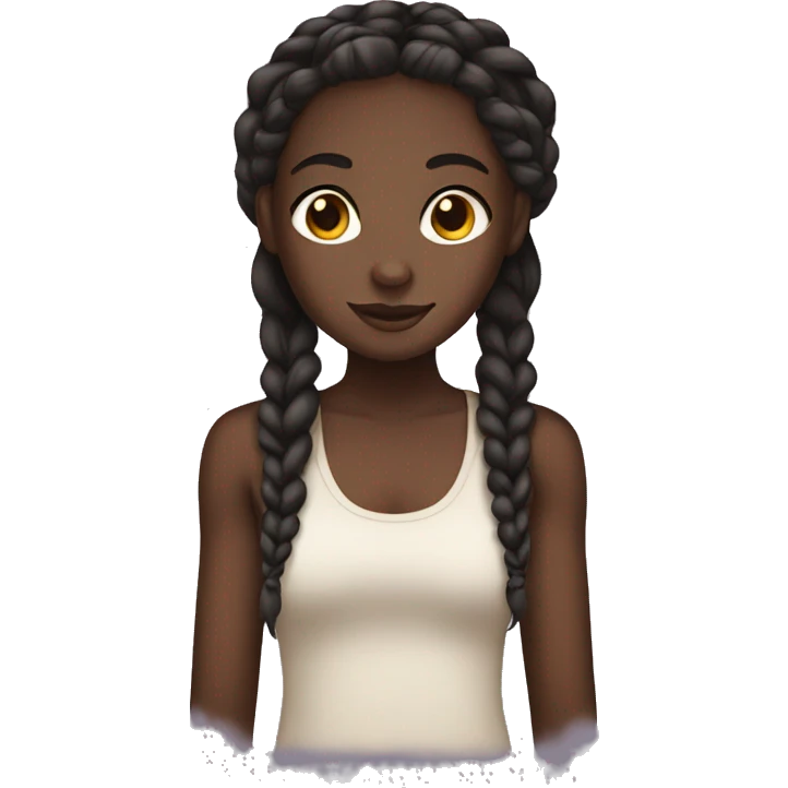 darkskin girl with braids round head emoji