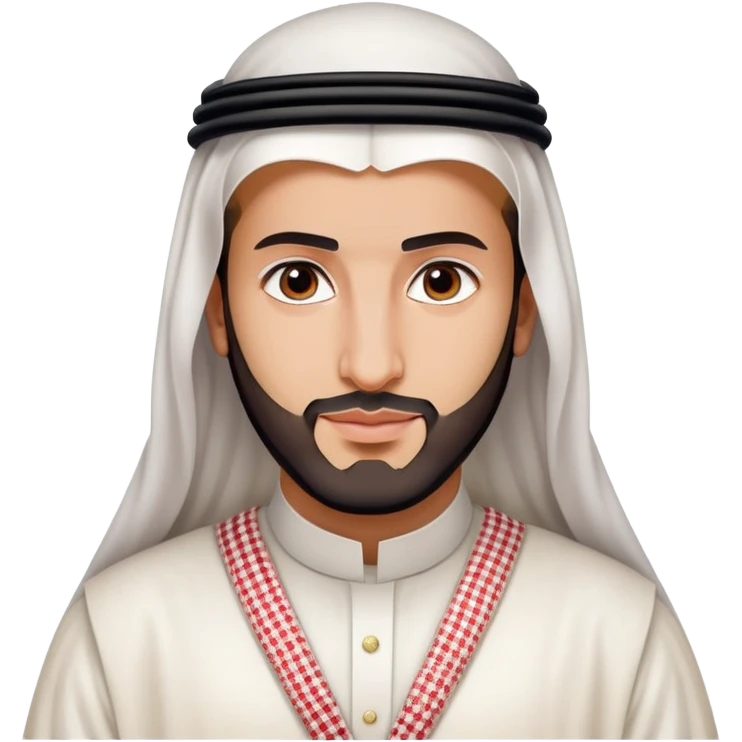 Mohammed bin Salman portrait, young Saudi leader with slight beard wearing formal Saudi thobe and ghutra emoji