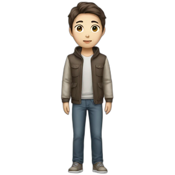Young korean male brown hair techware outfit emoji