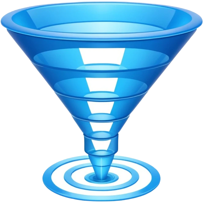 futuristic blue sales funnel with 6 levels emoji