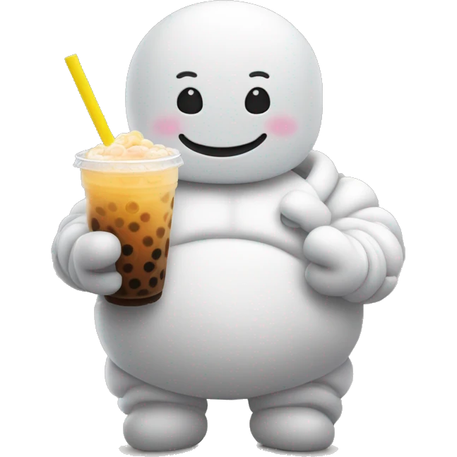michelin man with boba tea emoji