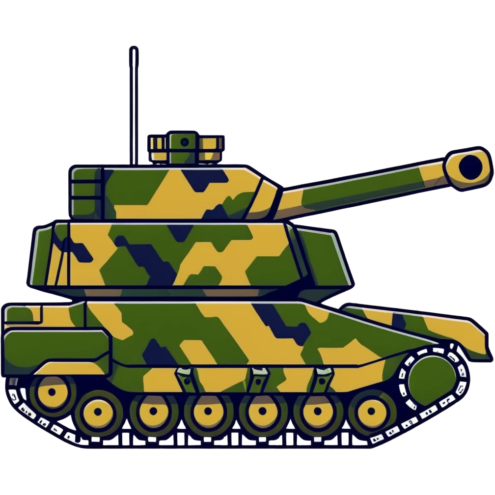 Military tank with camouflage pattern emoji