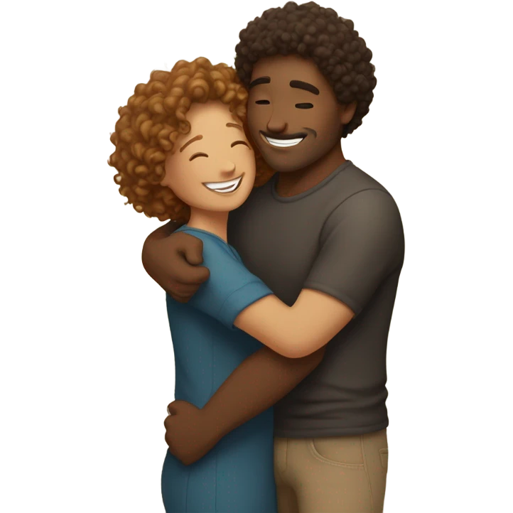 Curlyheaded caramel toned man giving a hug  emoji