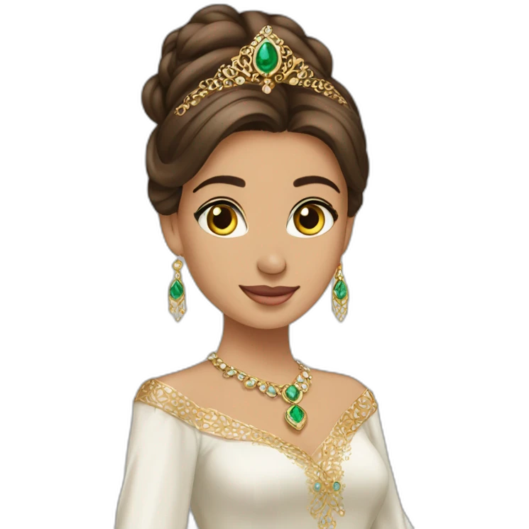 princesse arab brown hair jewerlery dress emoji