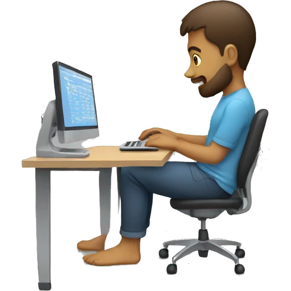 Guy coding with his feet rather than hands emoji