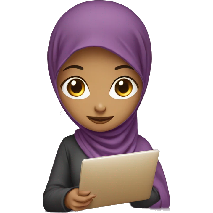 Girl muslim with ordinateur  emoji
