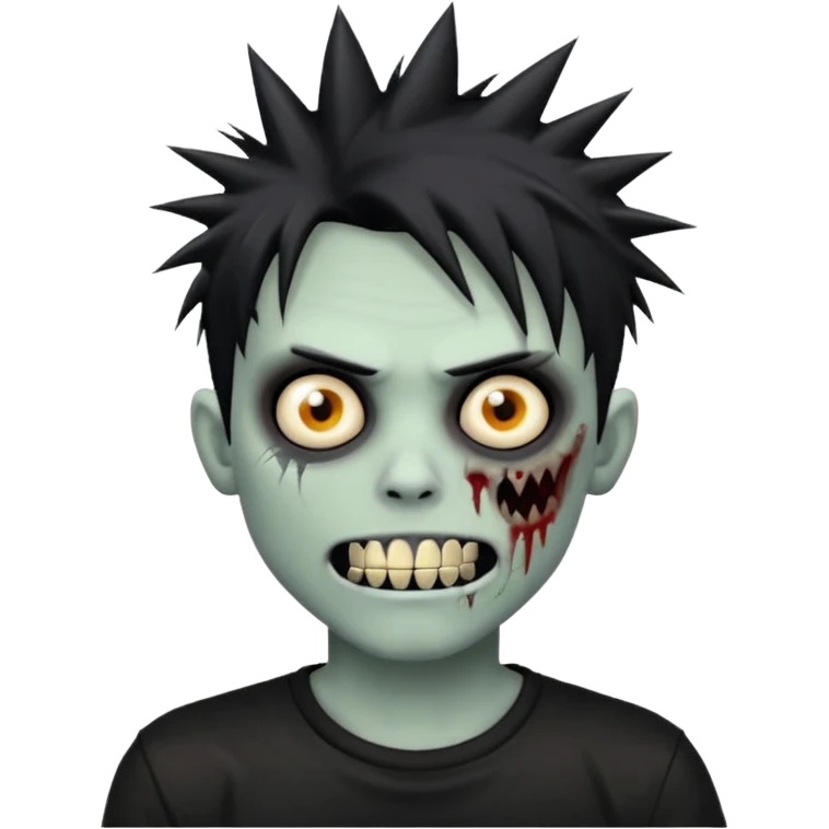 zombie emo boy with spiky hair and grillz with a black shirt emoji