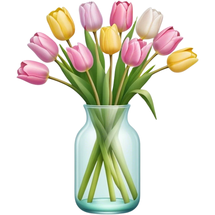 pastel tulips in glass vase emoji