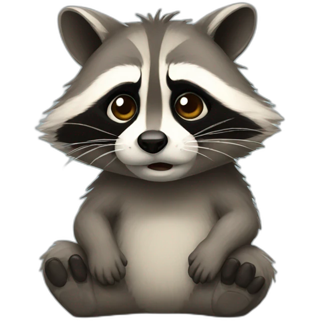 raccoon-sad-cry-tears emoji