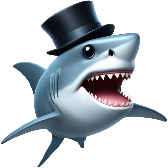 Shark with a top hat emoji