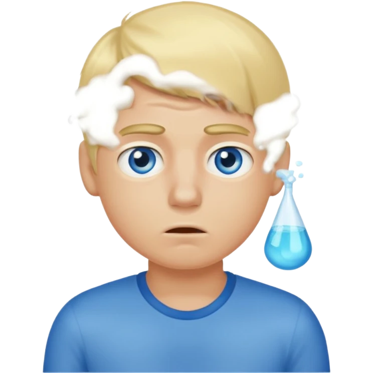 boy with an unpleasant body odor, blond and blue eyes. emoji