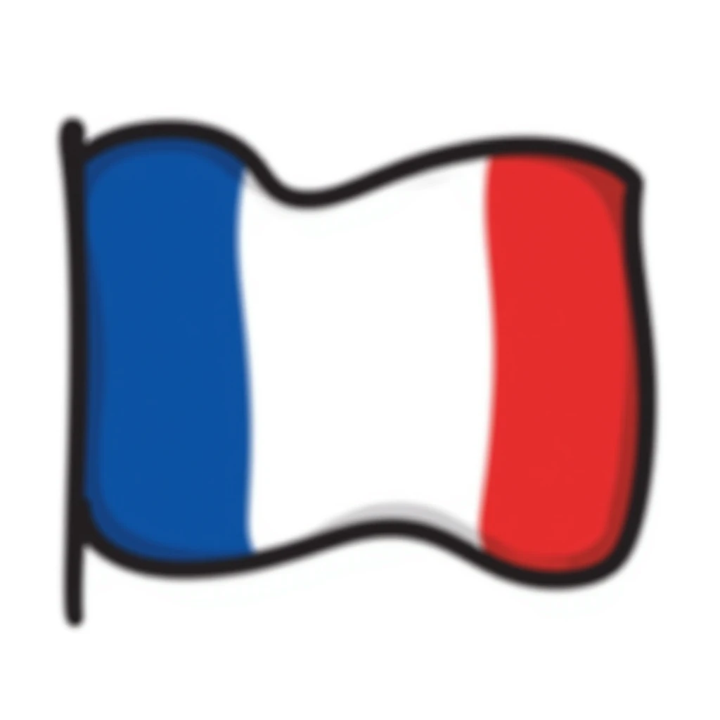 hand-drawn doodle style French flag with blue, white, and red vertical stripes emoji