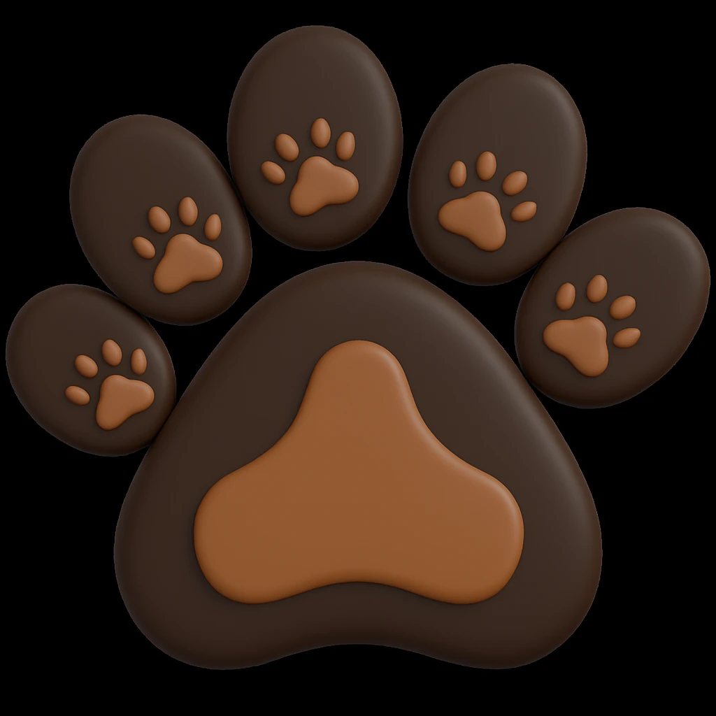 Make the paw print dark brown in microsoft style 3d fluent emojis emoji