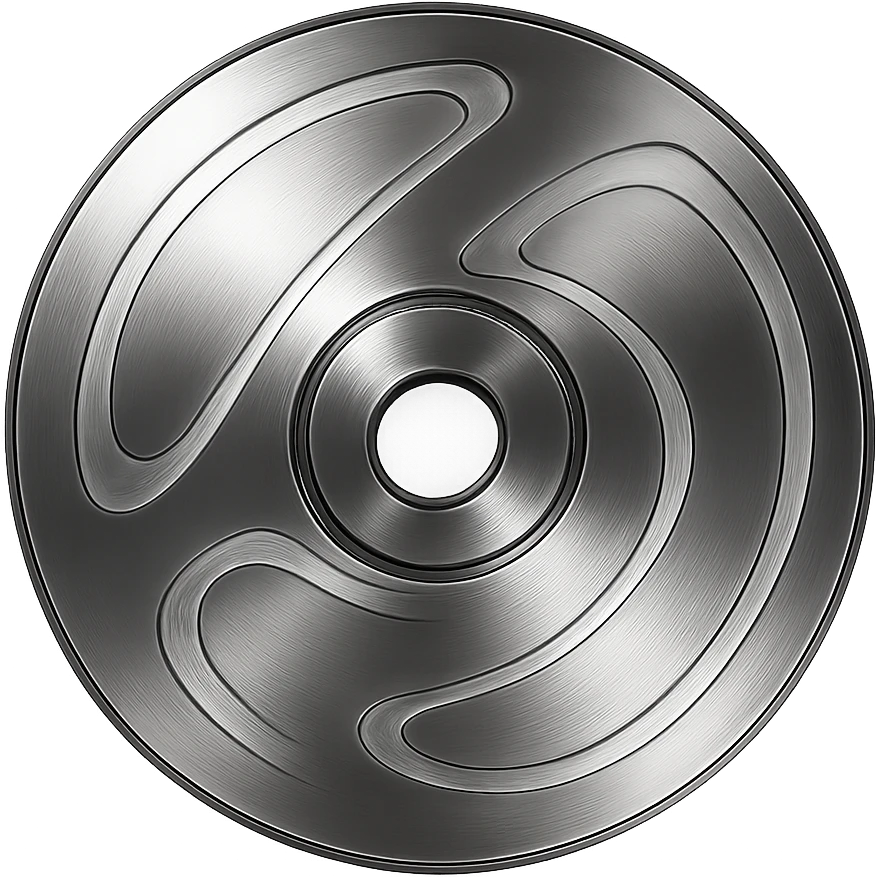 A minimalist CD disc with abstract pattern, glowing effect, neon yellow color emoji