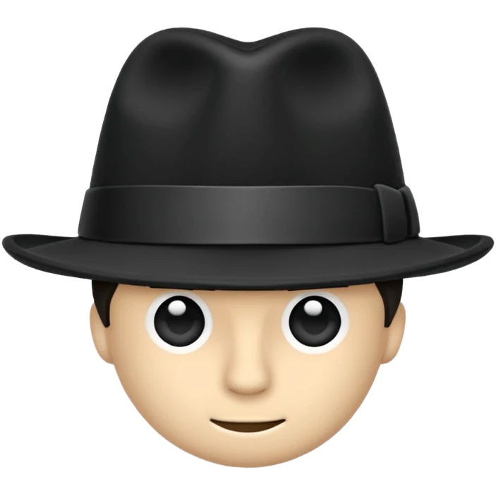 fedora, isolated, transparent background, black emoji