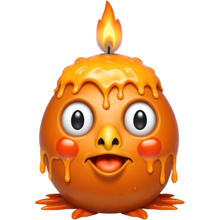 grotesque, round, turkey-like creature with a candle melting on its head. emoji