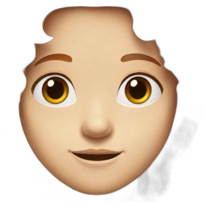 A white teenager with big brown eyes and middle-parted red hair, wearing a black T-shirt. emoji