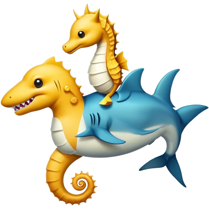 Shark riding a seahorse emoji