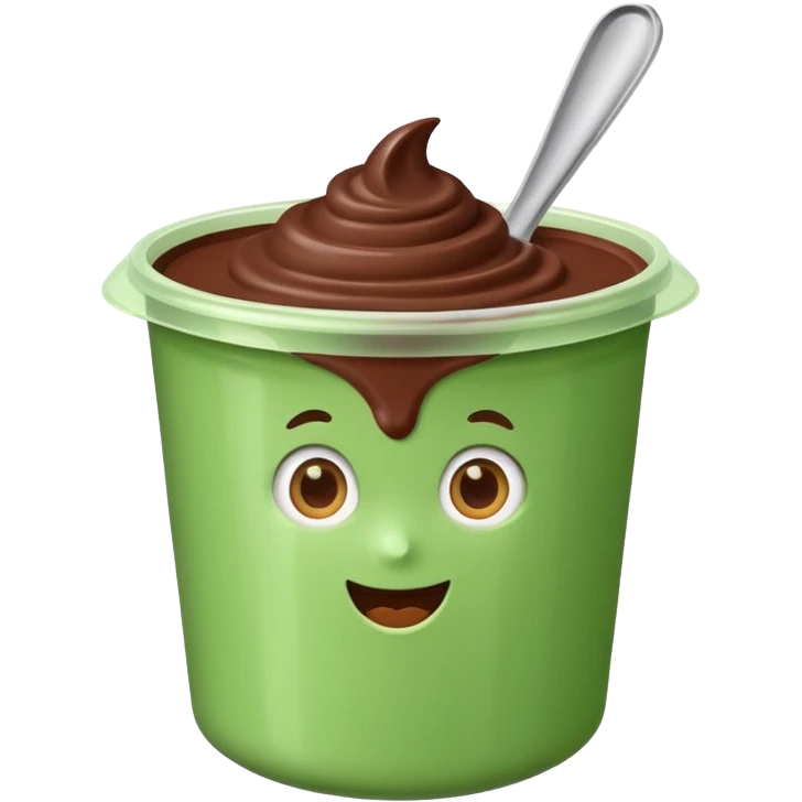 A chocolate yogurt with green packaging emoji