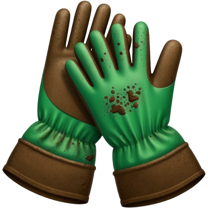 green gloves gardening with dirt emoji